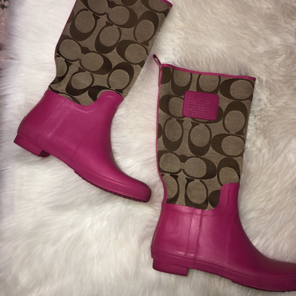 Pink Coach rain boots